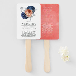 Korallen-, Marine- und Silberblumenhochzeit Fächer