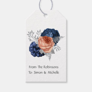 Korallen-, Marine- und Silberblumenhochzeit Geschenkanhänger
