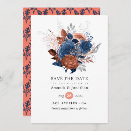 Korallen-, Marine- und Silberblumenhochzeit Save The Date