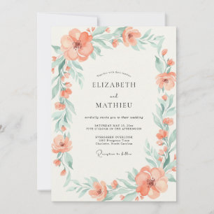 Korallen-Minz-Kranz-Hochzeit Einladung