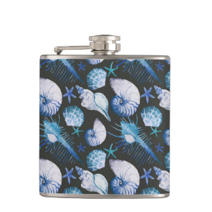 Korallen mit Muschel-Muster Flachmann