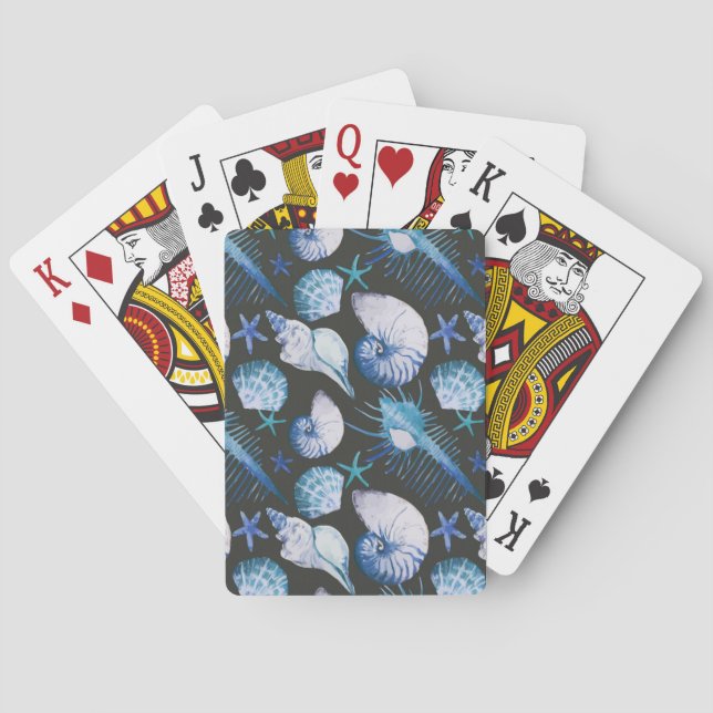 Korallen mit Muschel-Muster Spielkarten (Rückseite)