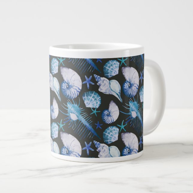 Korallen mit Muscheln Jumbo-Tasse (Vorderseite Rechts)