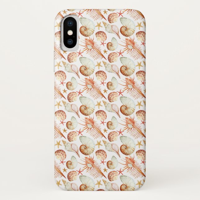 Korallen mit Muscheln- und Krebsmuster Case-Mate iPhone Hülle (Rückseite)