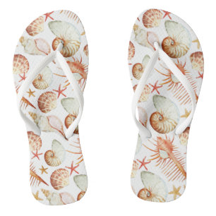 Korallen mit Muscheln- und Krebsmuster Flip Flops
