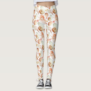 Korallen mit Muscheln- und Krebsmuster Leggings