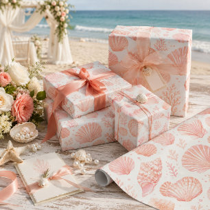 Korallen-Muschel-Küstenstrand Geschenkpapier