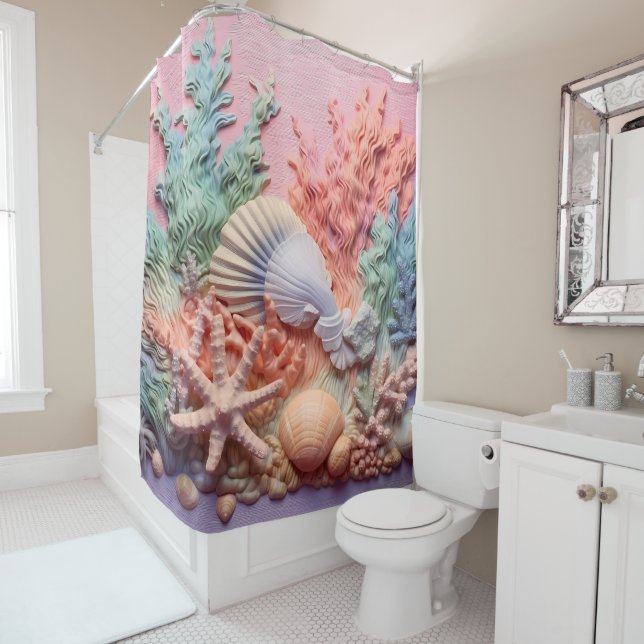 Korallen, Muscheln, Strand, Ozean Duschvorhang (Beispiel)