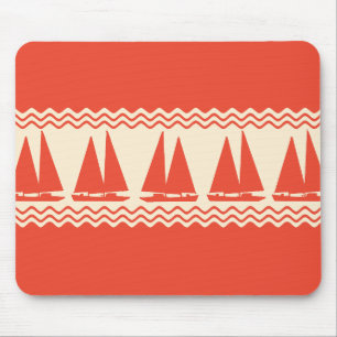 Korallen Nautical Sailboat Coastes Streifen Mousepad