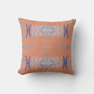 Korallen Orange Blau Abstrakt Symmetrisches Muster Kissen