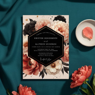 Korallen-Pfingstrose Opulente Hochzeit Einladung