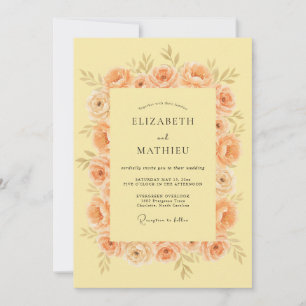 Korallen-Pfirsich-Blüten-Hochzeit Einladung