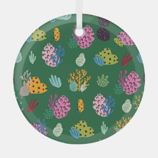 Korallen & Pflanze im Meer: Unterwassermuster Ornament Aus Glas