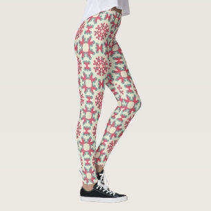 Korallen-Salbei-Volk-Geometrisches Muster Leggings