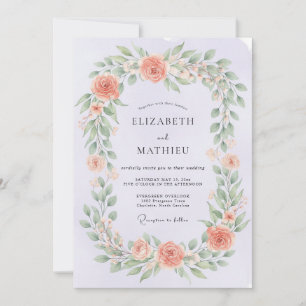 Korallen sanfte botanische Hochzeit Einladung