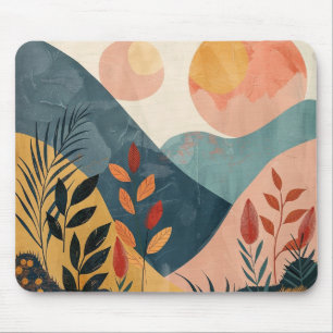 Korallen-Türkis-Zwillings-Sonnen-Boho-Gebirgslands Mousepad