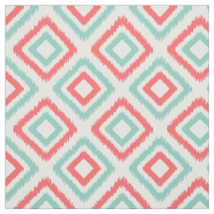Korallen und Aqua Modernes Ikat-Muster Stoff