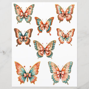 Korallen- und Blaue Schmetterling-Ephemera-Scrapbo
