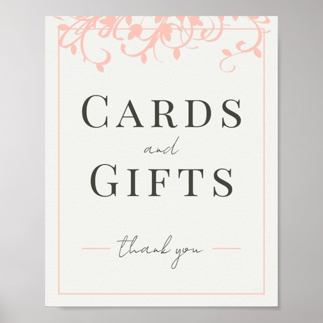 Korallen und Creme Filigree Wedding Geschenkzeiche Poster (Vorne)