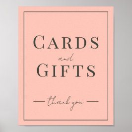 Korallen- und Cremehochkarte und Geschenkzeichen Poster