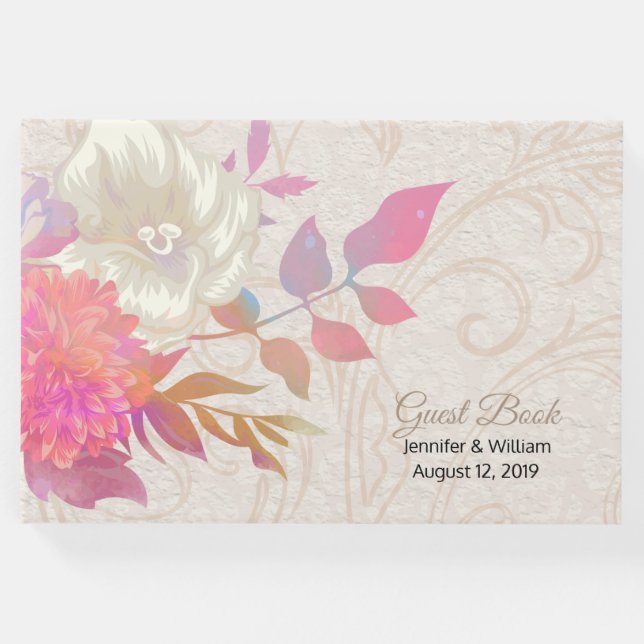 Korallen- und Elfenbeinblumenhochzeiten Gästebuch (Vorderseite)
