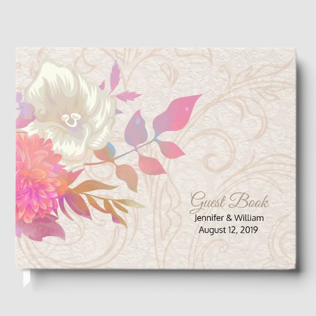 Korallen- und Elfenbeinblumenhochzeiten Gästebuch (Vorderseite)