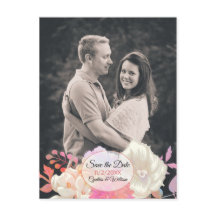 Korallen und Elfenbeinfloral Foto Save the Date