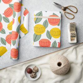 Korallen- und Gold-Blume Geschenkpapier