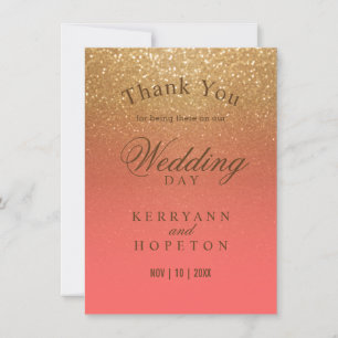 Korallen- und Goldglitter - Dankeschön Dankeskarte