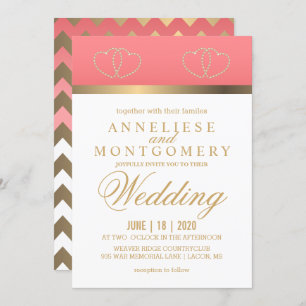 Korallen-und Goldherzen - Einladung