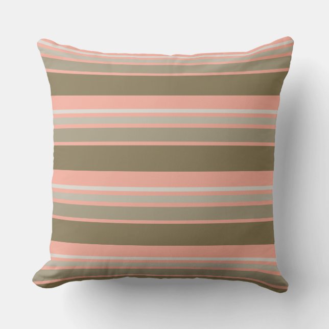 Korallen- und Goldstreifen Kissen (Vorderseite)