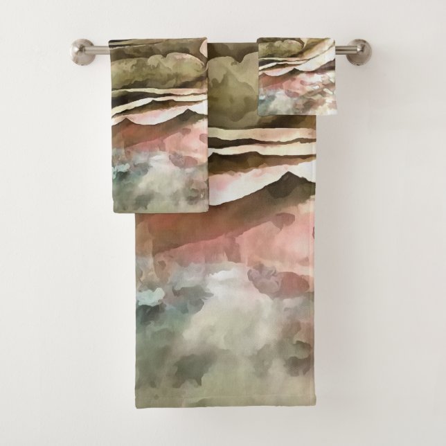 Korallen und Grau Künstlerische Romantische Rose Badhandtuch Set (Insitu)