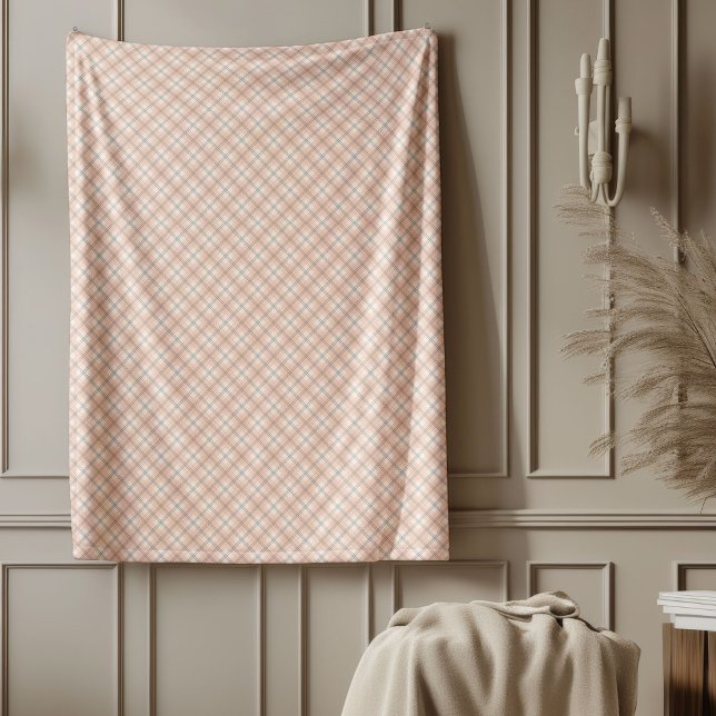 Korallen und grauer Karo Schuppen für moderne Inne Fleecedecke (Coral and Grey Check Blanket for Modern Interiors)