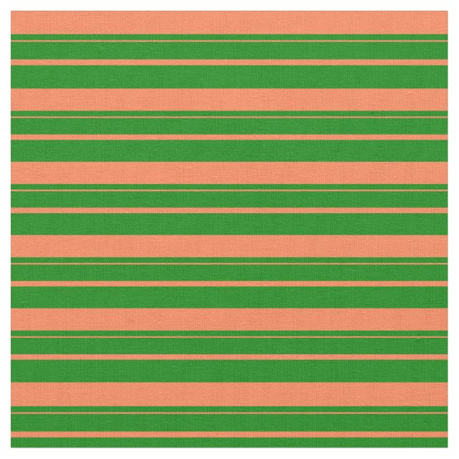 Korallen und grüne farbige Linien Stoff (Nahaufnahme)