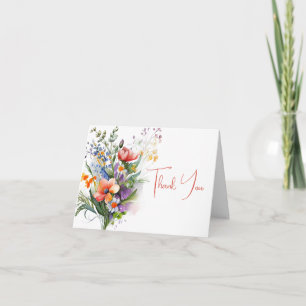 Korallen und Lila Wildblumen Vielen Dank Einladung