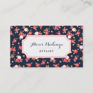 Korallen und Marine Chic Vintage Blumenprint Visitenkarte