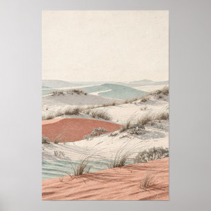 Korallen- und Meeresglas-Dünen Küstenwandkunst Poster