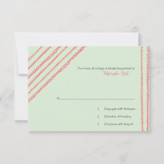 Korallen und Minzspass Doodles Wedding RSVP Karte