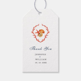 Korallen und Muscheln Hochzeitsmarken Strand Geschenkanhänger