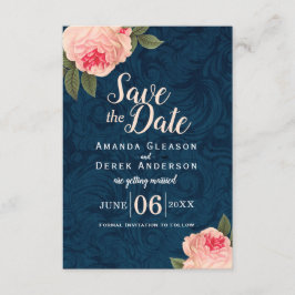 Korallen- und Navy-Blue-Shabby Chic Save the Date