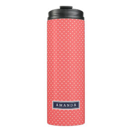 Korallen und Navy Blue Tiny Dots Monogram Thermosbecher