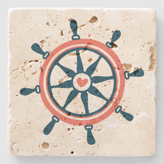 Korallen- und Navy-Blue-Wassermotorrad Steinuntersetzer (Vorderseite)