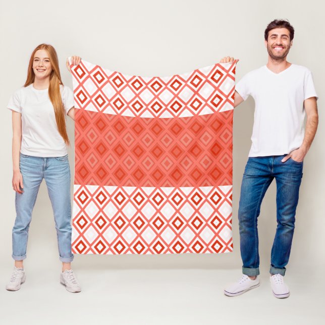 Korallen und Orangefarbenes Gemustertes Fleece Bla (Beispiel)
