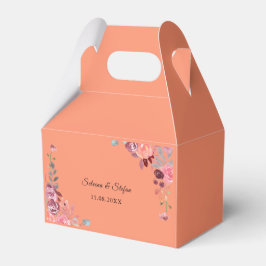 Korallen und Pfirsichfarben Blumenkuchen Geschenkschachtel
