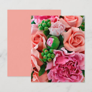 Korallen- und rosafarbene Tee-Rose Blume Flachpapi