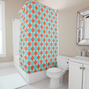 Korallen und Türkis Kreis Karo Schachbrettmuster Duschvorhang