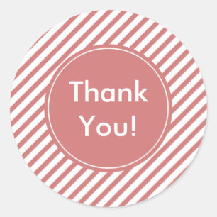 Korallen und weiße Streifen Runder Aufkleber