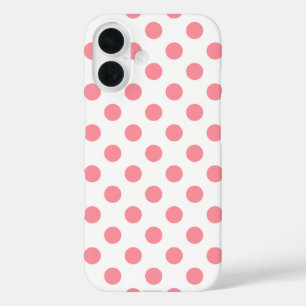 Korallen- und Weißpolka-Punkte iPhone 16 Hülle