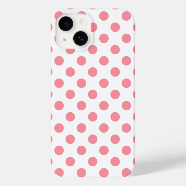 Korallen- und Weißpolka-Punkte Case-Mate iPhone Hülle (Rückseite)