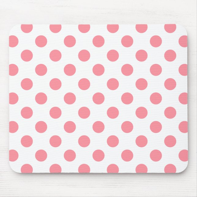 Korallen- und Weißpolka-Punkte Mousepad (Vorne)